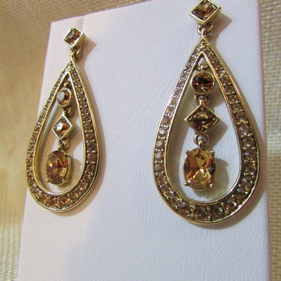 Monet Jewelry - Monet Gold Oval Drop Post Earrings 2 Inch